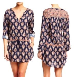 NWT Stitch Fix Dee Elle Abey Tie Waist Tunic Top Size Extra Small XS Multi Color